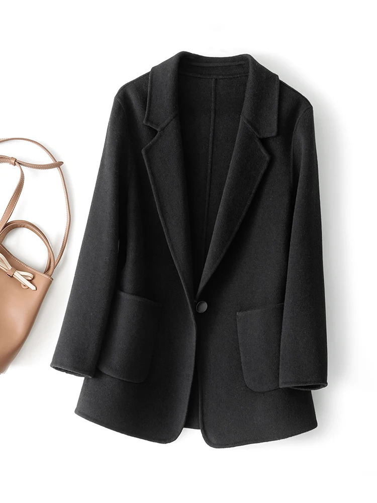 Women's Wool Blends Women's Coat Pure Wool Plaids and Tweedst Fashion Camel Women's Coat Elegant Trench Coat 231114