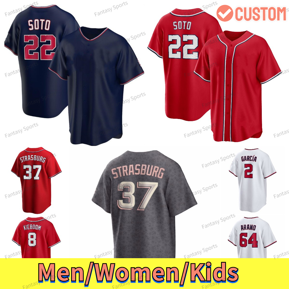 Custom 22 Juan Soto Baseball Jersey 23 Nelson Cruz Lane Thomas Riley Adams 31 Max Scherzer 37 Stephen Strasburg 7 Trea Turner 8 Carter Kieboom Men Kids Women, Women custom cool base
Custom 22 Juan Soto Baseball Jersey 23 Nelson Cruz Lane Thomas Riley Adams 31 Max Scherzer 37 Stephen Strasburg 7 Trea Turner 8 Carter Kieboom Men Kids Women, Women custom cool base