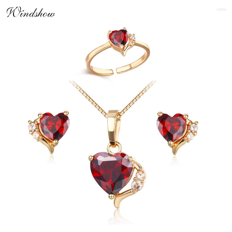 Necklace Earrings Set Yellow Gold Color Small Red Love Peach Heart Cubic Zirconia Pendant Stud Ring For Girls Kids 16", Picture shown
Necklace Earrings Set Yellow Gold Color Small Red Love Peach Heart Cubic Zirconia Pendant Stud Ring For Girls Kids 16", Picture shown