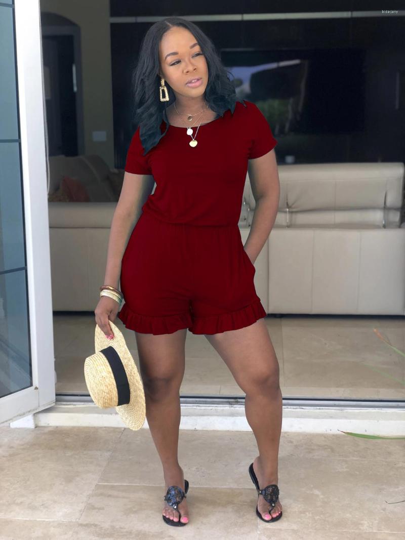 Women' Jumpsuits AHVIT Solid Color Ruffles Decorate Casual Women Playsuits Short Sleeve Round Collar Pants Summer Romper WNK8826, Black
Women' Jumpsuits AHVIT Solid Color Ruffles Decorate Casual Women Playsuits Short Sleeve Round Collar Pants Summer Romper WNK8826, Black