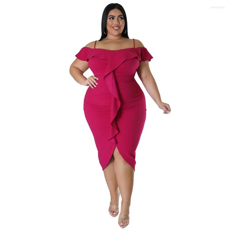 

Plus Size Dresses Women Elegant Fashion Sweet Solid Colour Dress Casual Commuter Large Female One Neck Medium Length, Black