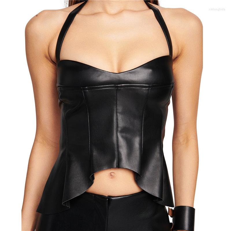 Women' Tanks Goth Dark Irregular Hem Faux Pu Cyber Gothic Crop Tops Punk Grunge Style Backless Women Halter Top Sexy Party Streetwear, Black
Women' Tanks Goth Dark Irregular Hem Faux Pu Cyber Gothic Crop Tops Punk Grunge Style Backless Women Halter Top Sexy Party Streetwear, Black