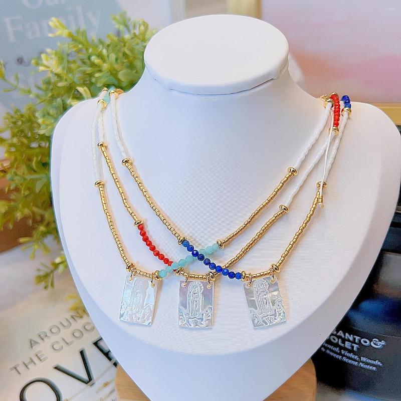 

Choker 3Pcs 2023 Christian Virgin Mary Pendant Necklaces Miyuki Seed Beads Necklace For Women Gift Friends