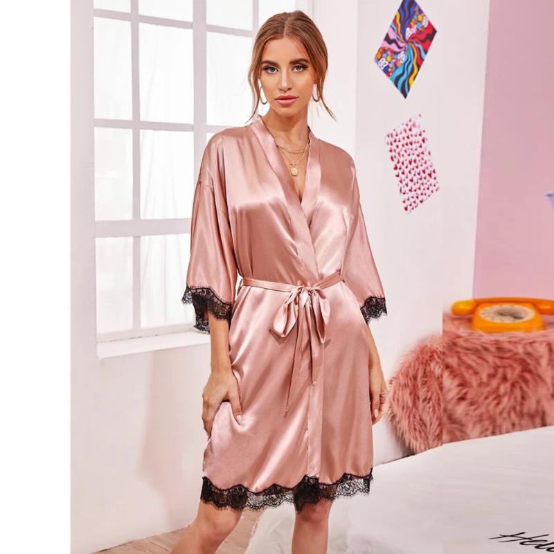 Women' Sleepwear Satin Robe Sexy Ladies Bathrobe Pink Belted Kimono Gorgeous Bridesmaid Pajamas Summer Nightgown
Women' Sleepwear Satin Robe Sexy Ladies Bathrobe Pink Belted Kimono Gorgeous Bridesmaid Pajamas Summer Nightgown