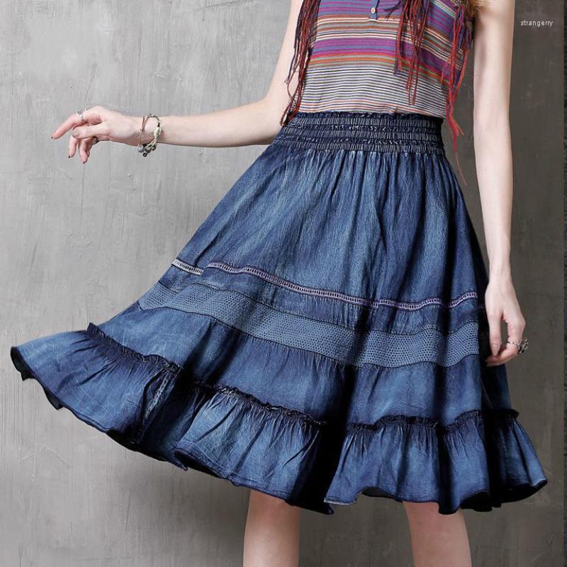 Skirts 2023 Spring Fashion All-match Patchwork Denim Skirt Casual Comfortable Solid Color Women Knee-length Ruffles, Blue
Skirts 2023 Spring Fashion All-match Patchwork Denim Skirt Casual Comfortable Solid Color Women Knee-length Ruffles, Blue