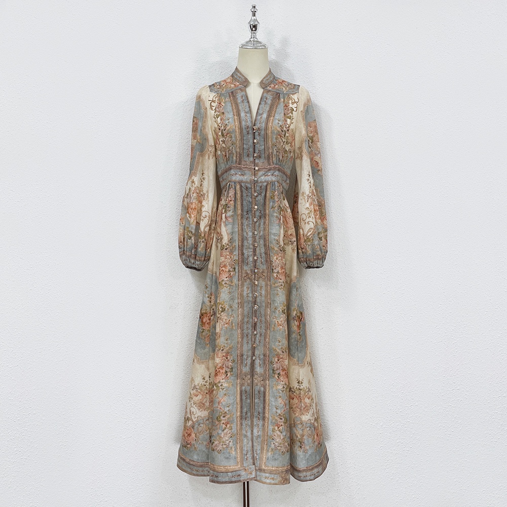 Australian designer linen positioning print dress