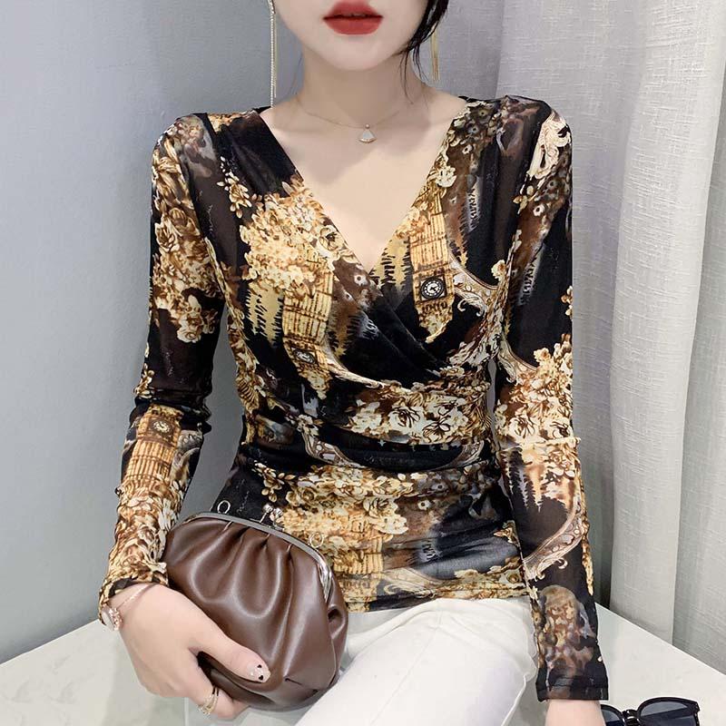 Women's T Shirts 2023 Aurumn Long Sleeved Women's T-Shirt Fashion V-Neck Printed Mesh Tops -4XL Slim Female Clothing Blusas, Yellow
Women's T Shirts 2023 Aurumn Long Sleeved Women's T-Shirt Fashion V-Neck Printed Mesh Tops -4XL Slim Female Clothing Blusas, Yellow