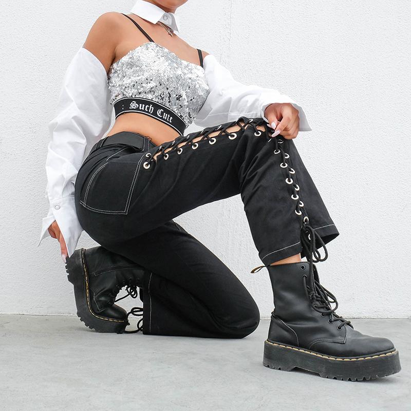 Women's Pants & Capris Streetwear Punk Side Cross Lace-up Straight Pant Black Women 2023 High Waist Trousers Joggers Long Pocket
Women's Pants & Capris Streetwear Punk Side Cross Lace-up Straight Pant Black Women 2023 High Waist Trousers Joggers Long Pocket