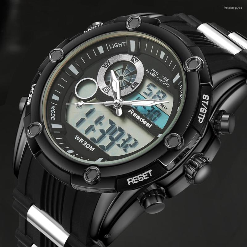 Wristwatches Top Sport Men Quartz Watch Hour Clock Analog Digital LED Military Wrist Relogio Masculino Reloj Hombre 2023, Gold
Wristwatches Top Sport Men Quartz Watch Hour Clock Analog Digital LED Military Wrist Relogio Masculino Reloj Hombre 2023, Gold