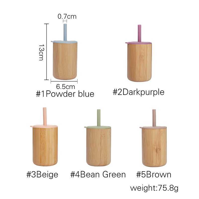 Cups Dishes Utensils 1 PCS Baby Feeding Cup With Straw Children Learn Feeding Drinking Bamboo Kids Training Cup with Straw AA230413