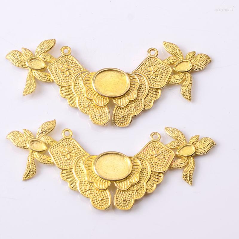 Charms 2Pcs 60 27mm Copper Flower Connector Cabochon Base DIY For Jewelry Making
