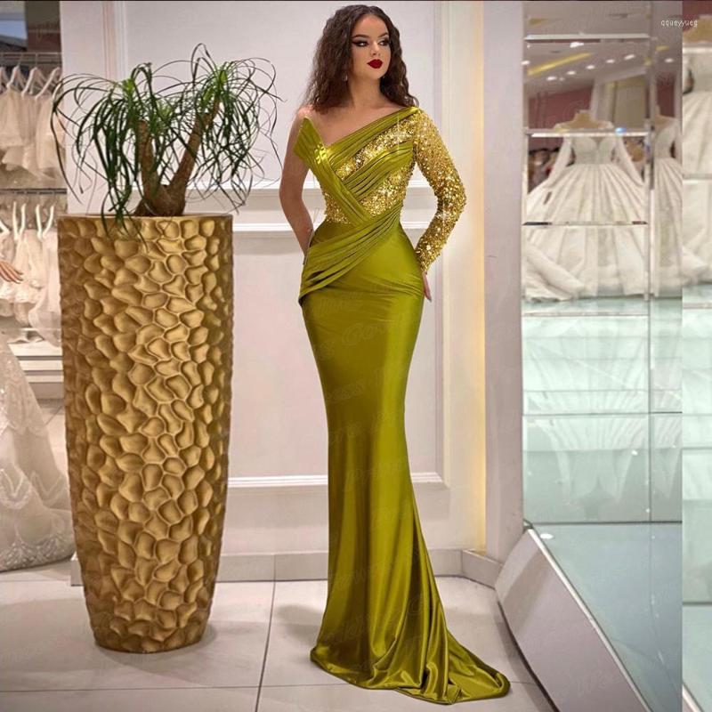 Party Dresses Sexy Mermaid Satin Prom Dress With Long Sleeve One Shoulder Sweep Train Glitter Sequin Lace Evening Gown For Woman Fiesta, Green
Party Dresses Sexy Mermaid Satin Prom Dress With Long Sleeve One Shoulder Sweep Train Glitter Sequin Lace Evening Gown For Woman Fiesta, Green