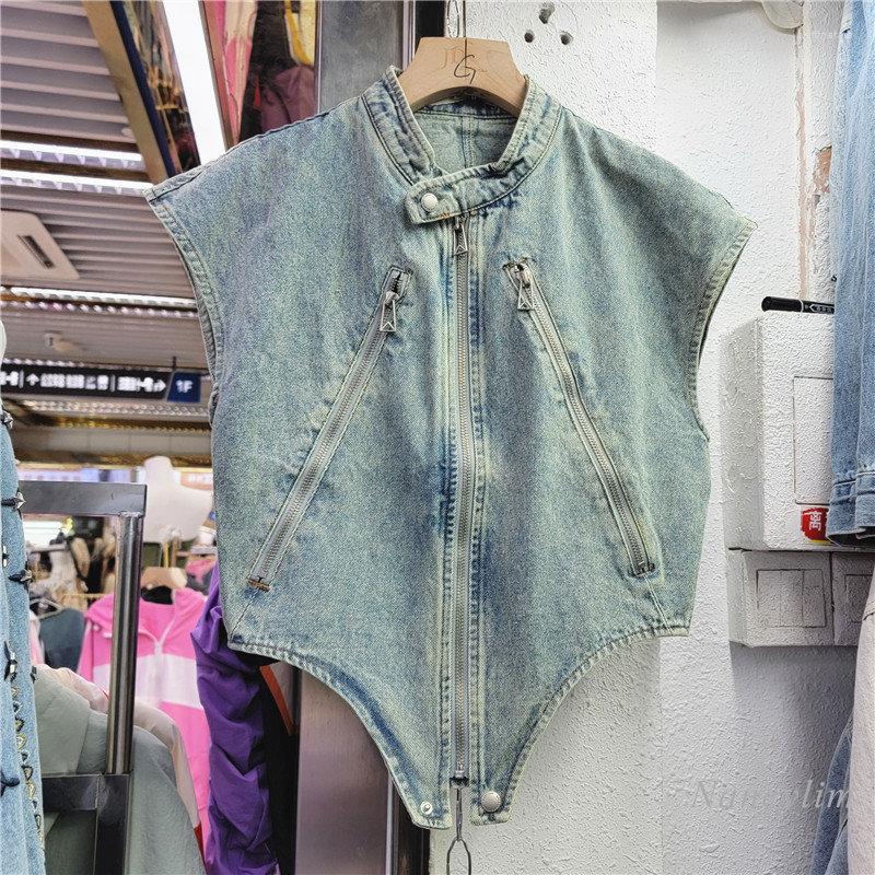 Women's Vests 2023 Spring And Summer Retro Washed Irregular Zipper Denim Vest Coat Women's Fashion Stand Collar Short Jacket Waistcoats, Blue
Women's Vests 2023 Spring And Summer Retro Washed Irregular Zipper Denim Vest Coat Women's Fashion Stand Collar Short Jacket Waistcoats, Blue