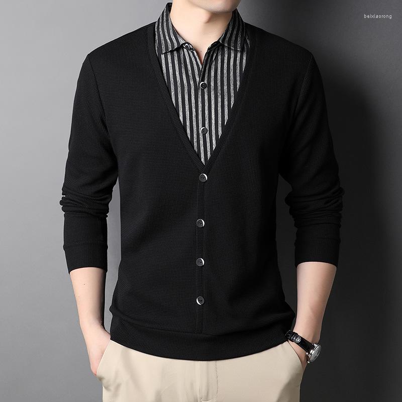 Men's Sweaters Sweatshirt Top Quality Design Fashion Knitting Fake Two-piece Men's Cardigan Sweater Stripe Casual Jacket Wear, Black
Men's Sweaters Sweatshirt Top Quality Design Fashion Knitting Fake Two-piece Men's Cardigan Sweater Stripe Casual Jacket Wear, Black