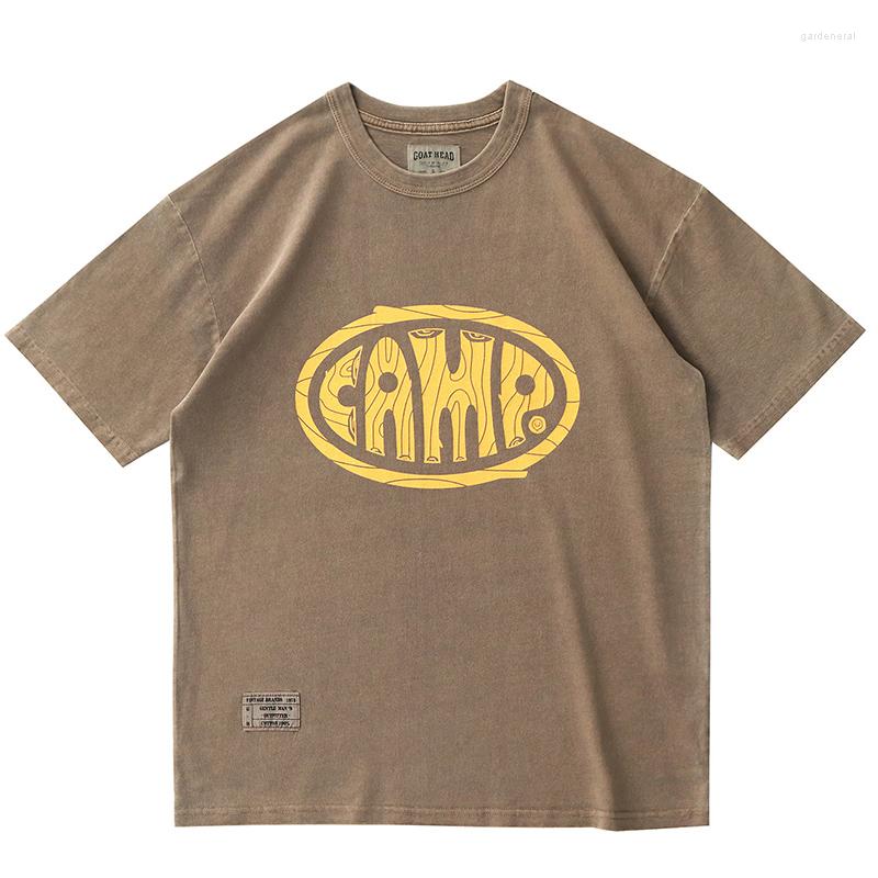 Men' T Shirts Vintage Print Loose Crew Neck Tide Men' Cotton Wash Old Short Sleeve T-shirt, Khaki
Men' T Shirts Vintage Print Loose Crew Neck Tide Men' Cotton Wash Old Short Sleeve T-shirt, Khaki