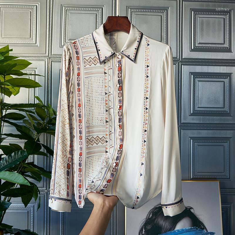 Women' Blouses Imitation Silk Shirt Women' Embroidered Retro Printed Top 2023 Autumn Long Sleeve, White
Women' Blouses Imitation Silk Shirt Women' Embroidered Retro Printed Top 2023 Autumn Long Sleeve, White