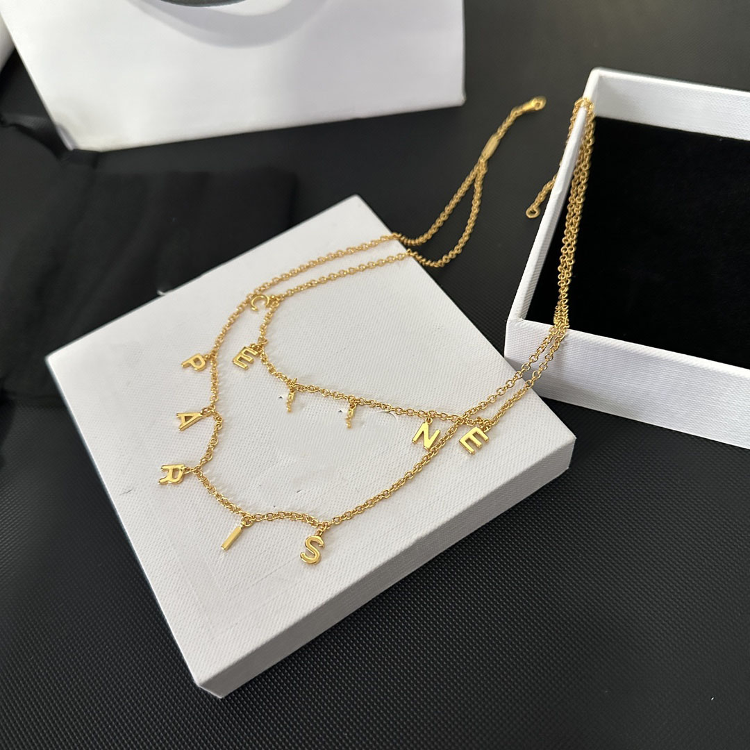 Letter Designer Pendant Necklaces Luxury Women Pearl Crystal Double Layer Collar Chain Never Fading Brass Copper Real Gold Plated Necklace Jewelry Accessories
Letter Designer Pendant Necklaces Luxury Women Pearl Crystal Double Layer Collar Chain Never Fading Brass Copper Real Gold Plated Necklace Jewelry Accessories