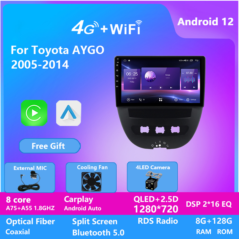 Android 12 Video Car Radio wifi Multimedia Player 2 din Gps Car Stereo Radio for toyota AYGO 2005-2014
Android 12 Video Car Radio wifi Multimedia Player 2 din Gps Car Stereo Radio for toyota AYGO 2005-2014