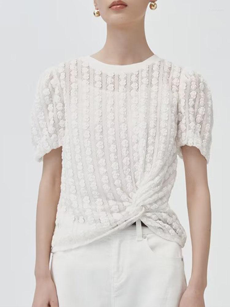 Women' Blouses Women 2023 Fashion Jacquard Knitted Lace Waist Retraction Tee Shirt Tops Vintage O Neck Short Sleeve Female Shirts Chic, White
Women' Blouses Women 2023 Fashion Jacquard Knitted Lace Waist Retraction Tee Shirt Tops Vintage O Neck Short Sleeve Female Shirts Chic, White