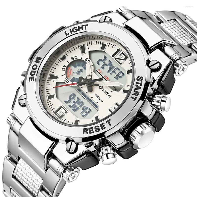 Wristwatches Zegarek Meski Stryve Brand 8014 Luxury Stainless Steel 12/24 Hour Countdown Clock Digital Quartz Waterproof Sports Men Watch, Gold
Wristwatches Zegarek Meski Stryve Brand 8014 Luxury Stainless Steel 12/24 Hour Countdown Clock Digital Quartz Waterproof Sports Men Watch, Gold