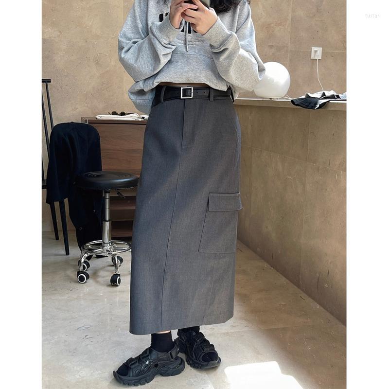 Skirts Spring Pocket Women Cargo High Waist Straight Casual Back Split Long Streetwear Black/Gray
Skirts Spring Pocket Women Cargo High Waist Straight Casual Back Split Long Streetwear Black/Gray