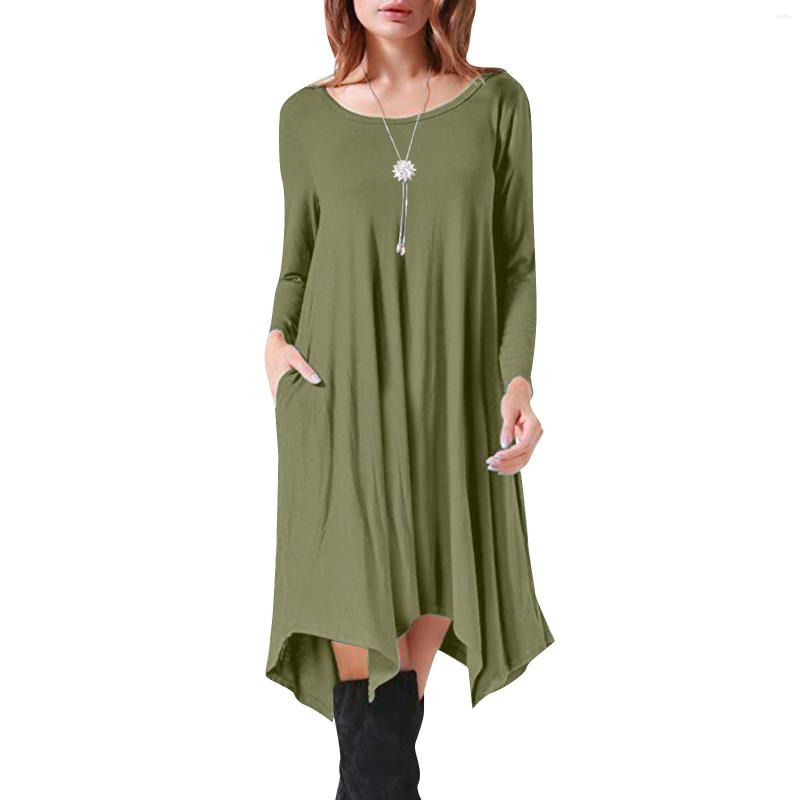 Casual Dresses Ladies Round Neck Long Sleeve Solid Color Dress Fashion Pocket Irregular Hem Honey Punch, Black
Casual Dresses Ladies Round Neck Long Sleeve Solid Color Dress Fashion Pocket Irregular Hem Honey Punch, Black