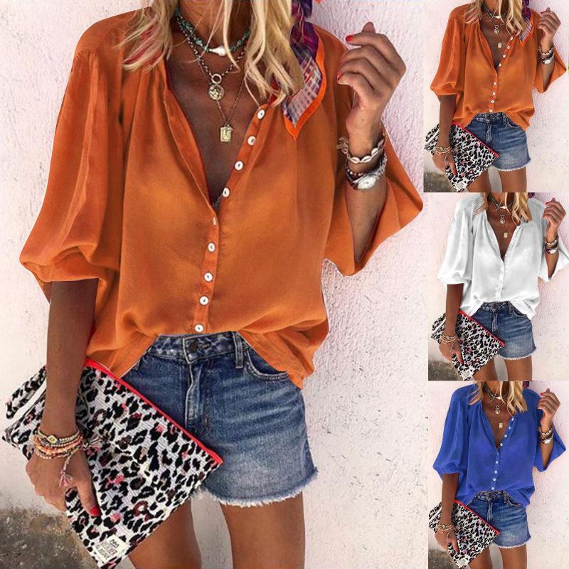 Women's Blouses Summer Casual Women's Solid Color V Neck Loose Shirts 2023 Oversized Single-breasted Three Quarter Tops Blusa 5XL, Red
Women's Blouses Summer Casual Women's Solid Color V Neck Loose Shirts 2023 Oversized Single-breasted Three Quarter Tops Blusa 5XL, Red