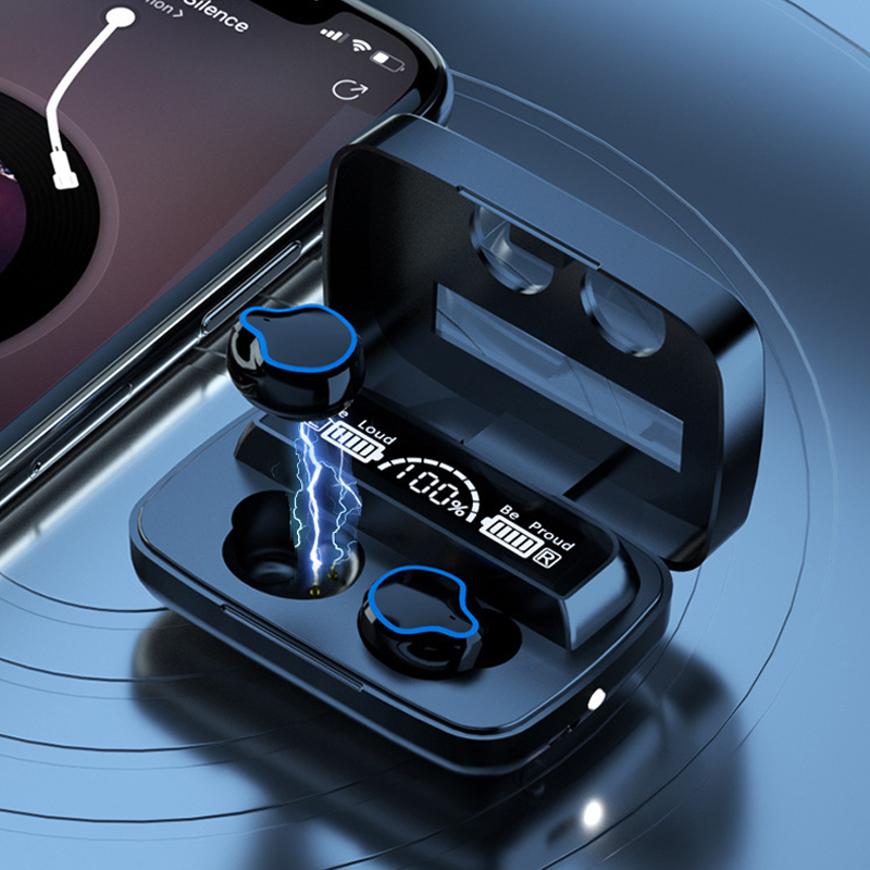 Wireless Earbuds 5.1 with Charging Case 120H Play Time Cell Phones Charging Function Built-in Microphone IPX7 Waterproof Flashlight Bluetooth Earphone