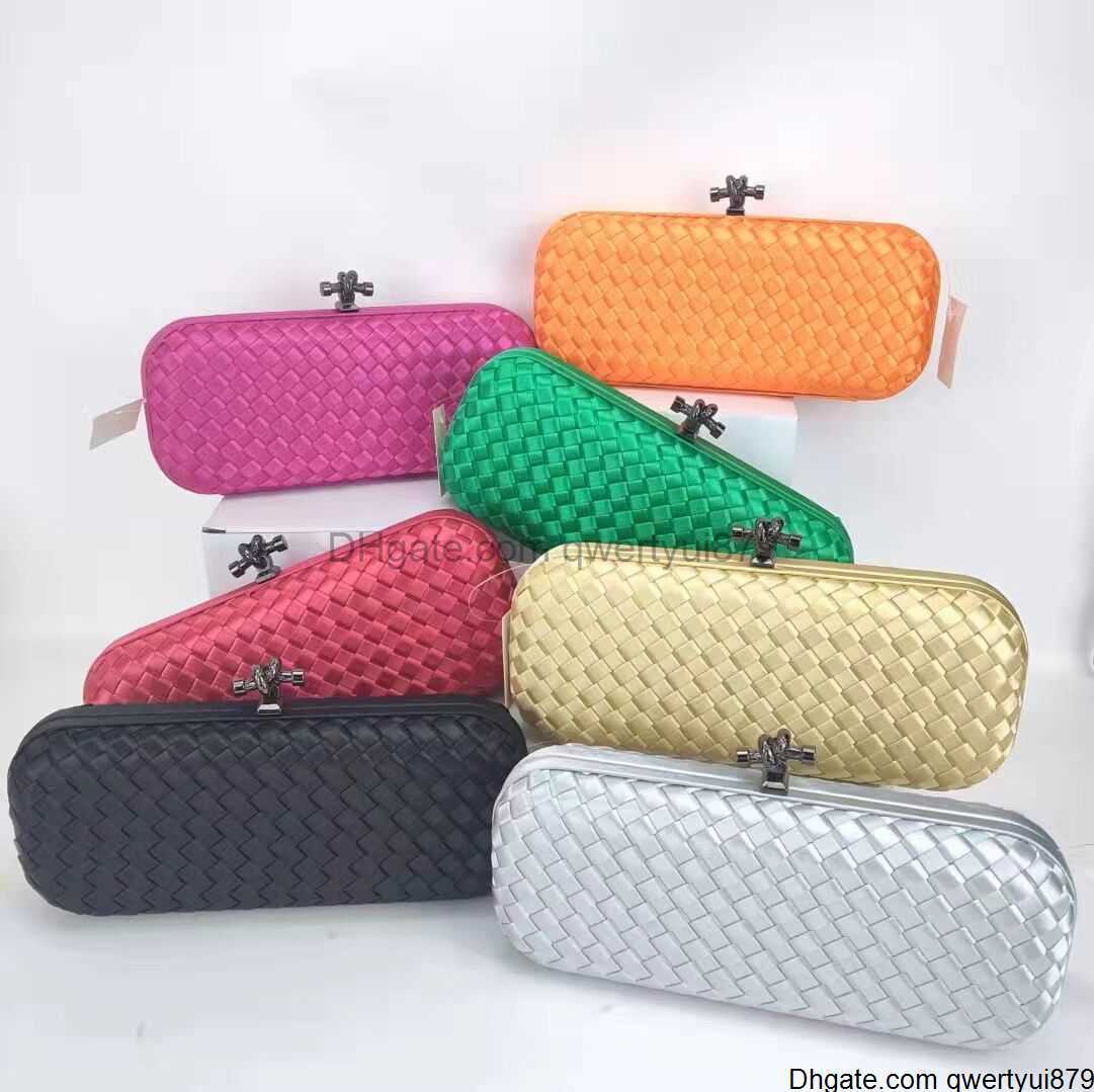 qwertyui879 Dome Cameras DGPEAFOWL Women's Satin Dinner Party Clutch bag Hand-woven Hand-made Lock Handbags Flap Chain Shoulder Messenger Crochet