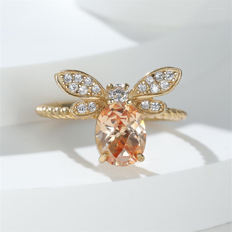 Wedding Rings Cute Animal Bee For Women Female Oval Champagne Zirconia Open Adjustable Ring Gold Color Birthstone Party Jewelry
Wedding Rings Cute Animal Bee For Women Female Oval Champagne Zirconia Open Adjustable Ring Gold Color Birthstone Party Jewelry