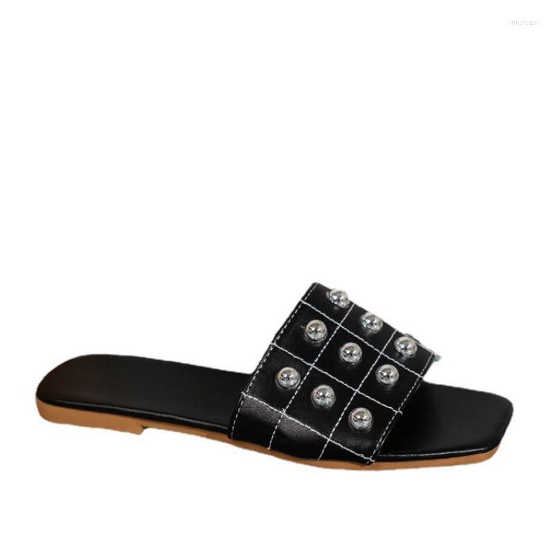 Slippers Large Female 2023 Summer European And American Fashion Rivet, Orange