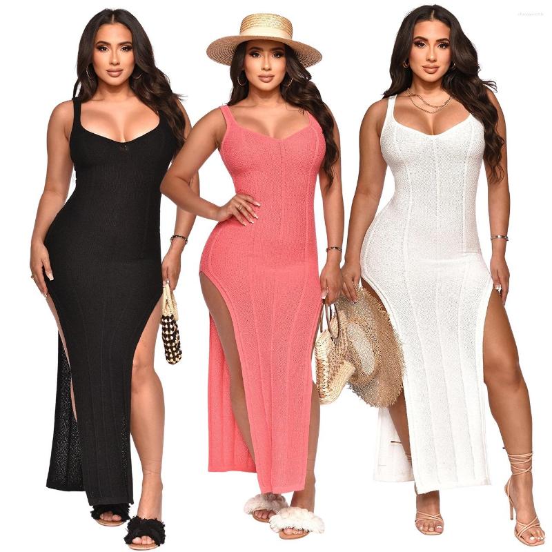 Casual Dresses 2023 Spring And Summer Suspender V-neck Line Pattern Long Dress Knitted Slit Backless Sexy, Black
Casual Dresses 2023 Spring And Summer Suspender V-neck Line Pattern Long Dress Knitted Slit Backless Sexy, Black