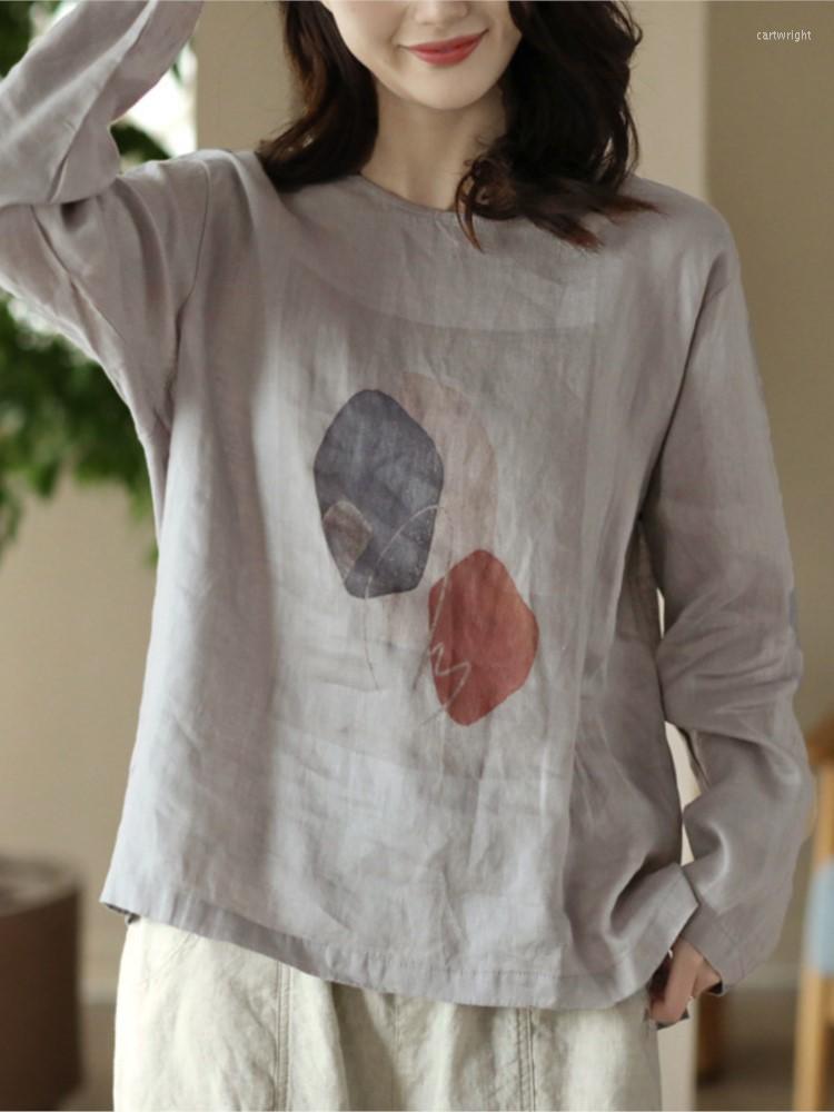 Women's T Shirts Women Flax T-shirt 2023 Spring Summer Retro Simple Print Pullovers Tops Ladies O-Neck Long-sleeved Casual Loose, White
Women's T Shirts Women Flax T-shirt 2023 Spring Summer Retro Simple Print Pullovers Tops Ladies O-Neck Long-sleeved Casual Loose, White