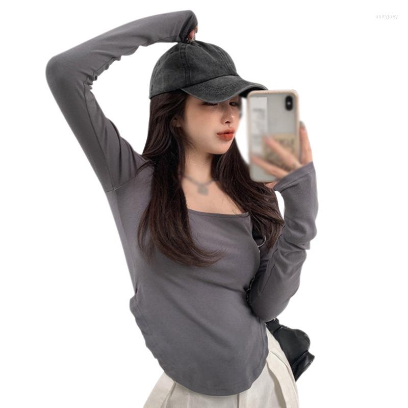 Women's T Shirts Summer Women Irregular Slim Long-sleeved T-shirt Low-Neck Grey Color Short Inner Base Shirt Blouse
Women's T Shirts Summer Women Irregular Slim Long-sleeved T-shirt Low-Neck Grey Color Short Inner Base Shirt Blouse