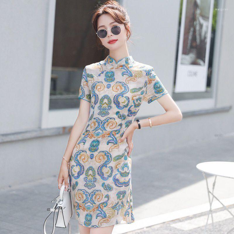 Ethnic Clothing Women Summer Cheongsam Vintage Slim Dress Party Fashion Print A-Line Dresses M-3XL Hip Skirt Chinese Style
Ethnic Clothing Women Summer Cheongsam Vintage Slim Dress Party Fashion Print A-Line Dresses M-3XL Hip Skirt Chinese Style