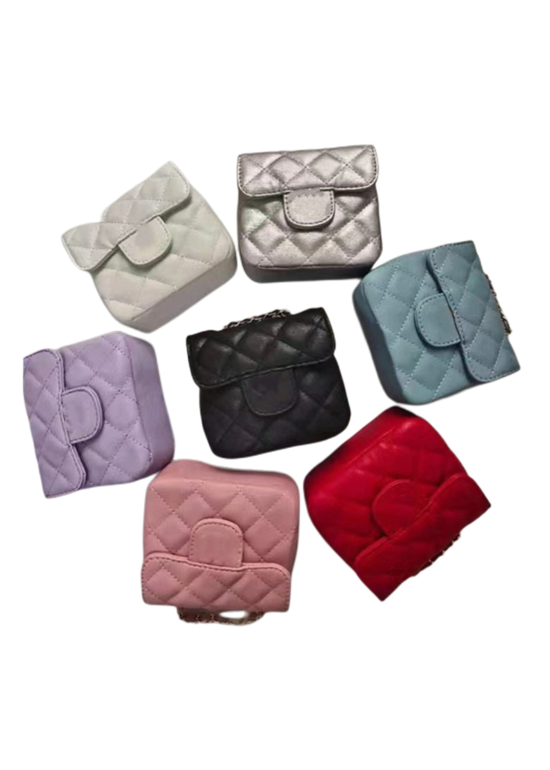 Lady style children square handbags girls diamond lattice quilted messenger bags kids chain one shoulder bag A8733v