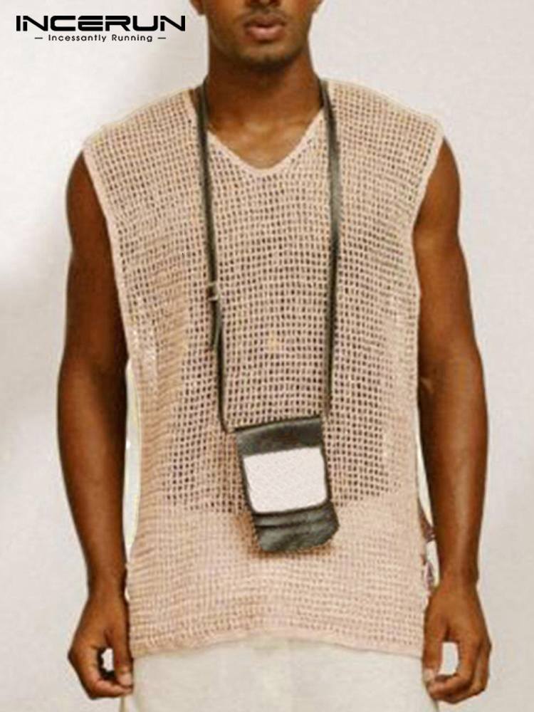 Men's Tank Tops Mesh Sleeveless O-neck Streetwear Lace Up See Through Vests Breathable Side Split Sexy Clothing INCERUN 230414, Beige
Men's Tank Tops Mesh Sleeveless O-neck Streetwear Lace Up See Through Vests Breathable Side Split Sexy Clothing INCERUN 230414, Beige