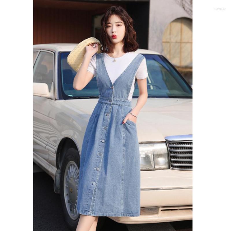 Casual Dresses Korean Style Fashion Denim Women Spaghetti Strap Jeans Dress Single Breasted Elegant Sundress Vestidos, Blue
Casual Dresses Korean Style Fashion Denim Women Spaghetti Strap Jeans Dress Single Breasted Elegant Sundress Vestidos, Blue
