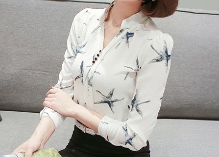 Women's Blouses Shirts Women Chiffon Blouse Shirt Female Clothing Long Sleeve Blusas Chiffon Women's Office Blouses Print Striped Dot Lady OL Top 230414