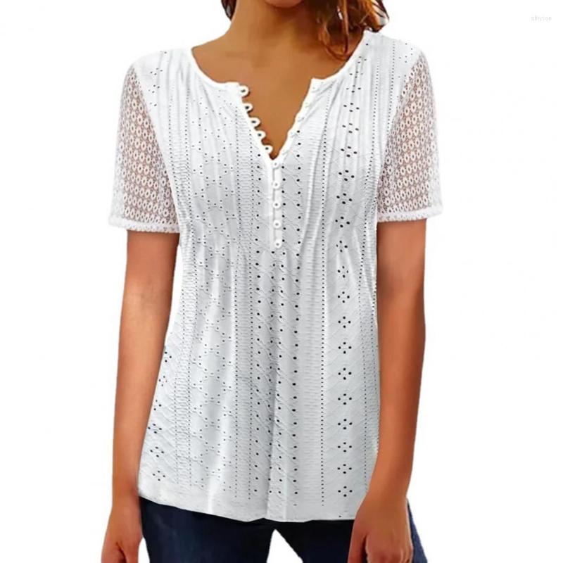 Women' Blouses Ladies Shirt Hollow Out Button Half Placket Lace Short Sleeve Solid Color Daily Wear See-through V Neck Women Summer Top, Black
Women' Blouses Ladies Shirt Hollow Out Button Half Placket Lace Short Sleeve Solid Color Daily Wear See-through V Neck Women Summer Top, Black