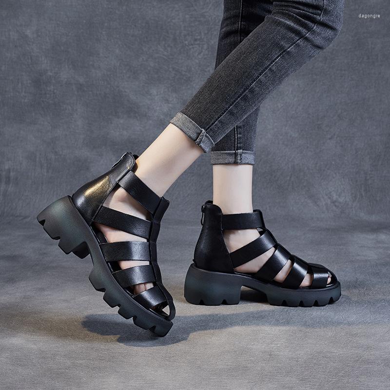 Sandals Cowhide Muffin Sole Baotou Women's Summer High Top Roman 2023 Vintage Cut-out, Black
Sandals Cowhide Muffin Sole Baotou Women's Summer High Top Roman 2023 Vintage Cut-out, Black