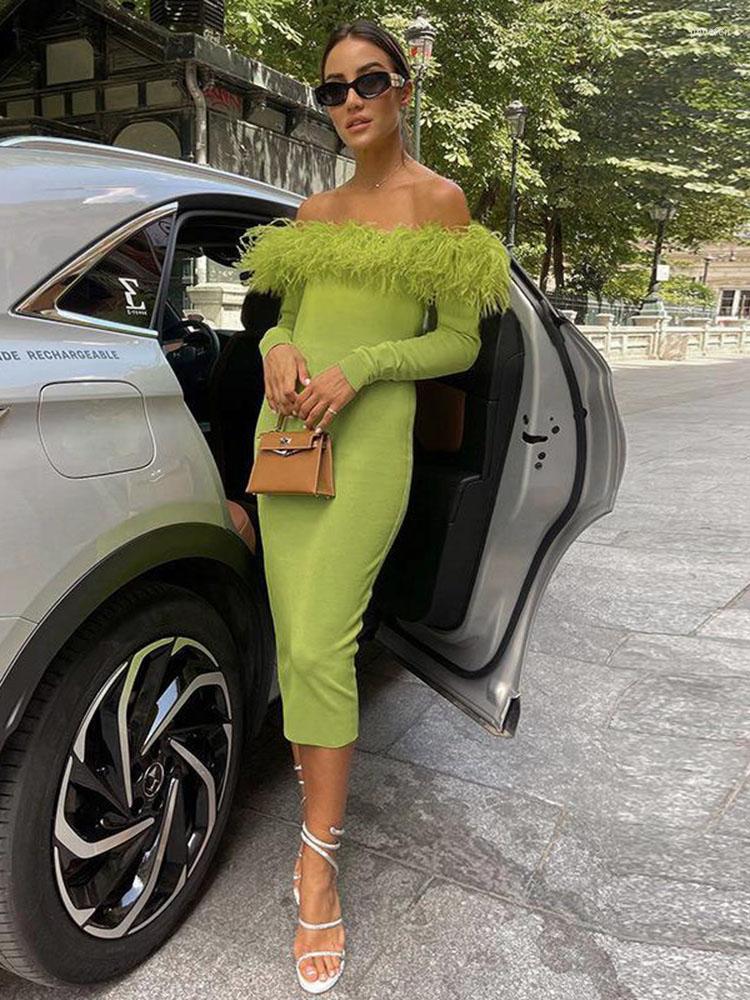 Casual Dresses Elegant Autumn Long Sleeve Off Shoulder Midi Dress Women Gown Sexy Feathers Patchwork Bodycon Fashion Club Party Clothing, Black
Casual Dresses Elegant Autumn Long Sleeve Off Shoulder Midi Dress Women Gown Sexy Feathers Patchwork Bodycon Fashion Club Party Clothing, Black