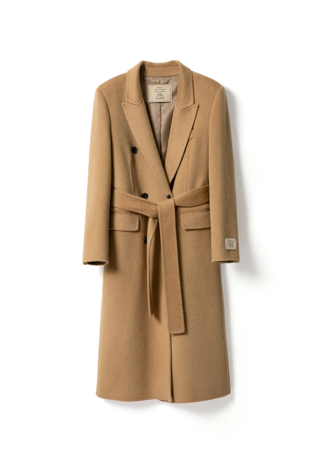 Women's Wool Blends Naizaiga 100 Australian Wool camel white green pink long brown black Women coat with belt SM7 231114
