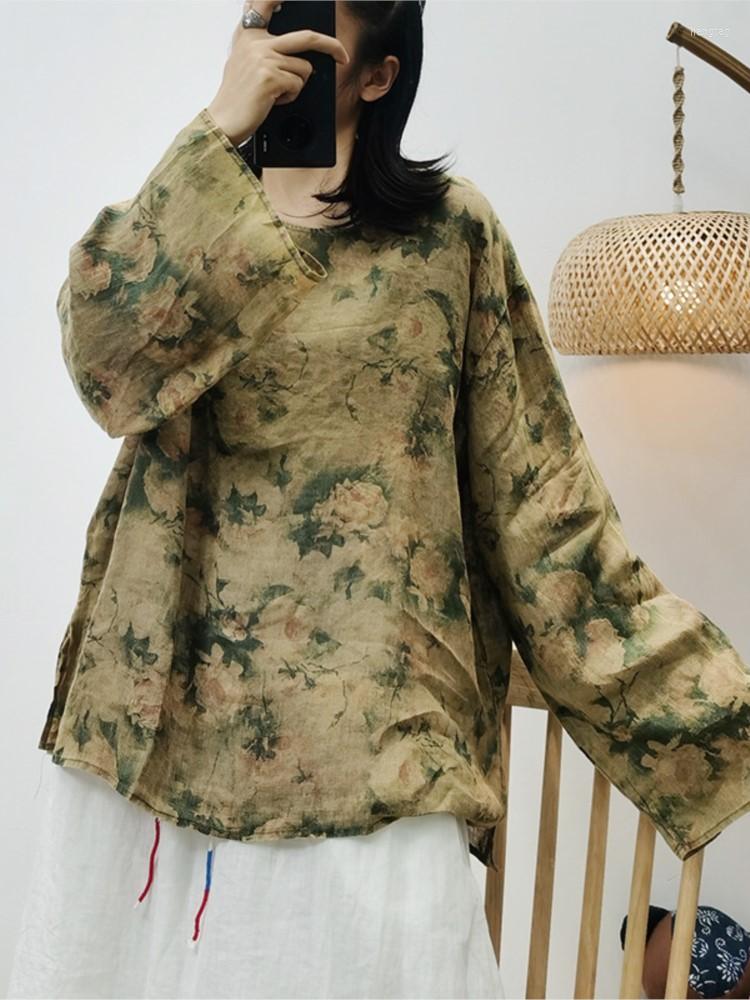 Women's Blouses Womens Pullovers Floral Shirt 2023 Spring Summer Retro Casual Print Tops Female O-Neck Long-sleeved Loose Vintage Ramie, Figure 2
Women's Blouses Womens Pullovers Floral Shirt 2023 Spring Summer Retro Casual Print Tops Female O-Neck Long-sleeved Loose Vintage Ramie, Figure 2