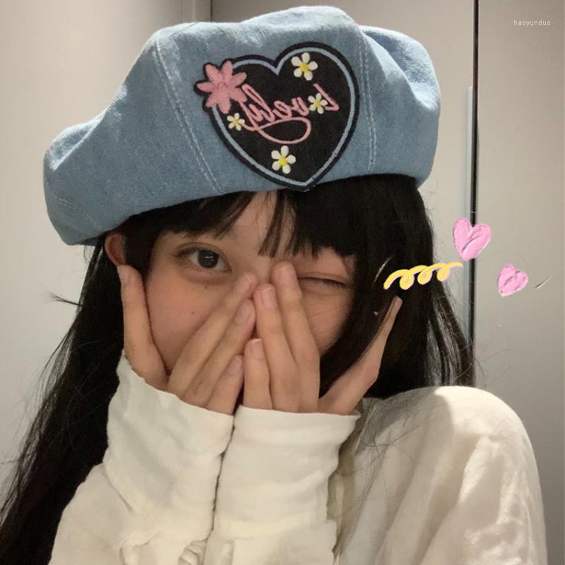Berets Korean Love Cowboy Patch Beret For Women Spring And Summer Cute Pumpkin Painter Caps Japanese Sweet Princess Hat, Denim blue
Berets Korean Love Cowboy Patch Beret For Women Spring And Summer Cute Pumpkin Painter Caps Japanese Sweet Princess Hat, Denim blue