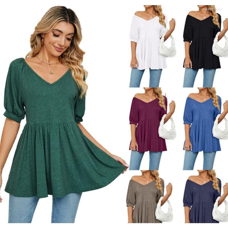 Women's T Shirts Women Puff Short Sleeve Tunic Top T-Shirts V-Neck Off Shoulder Solid Color Pleated Ruffle Hem Casual Loose Peplum Blouse, Coffee
Women's T Shirts Women Puff Short Sleeve Tunic Top T-Shirts V-Neck Off Shoulder Solid Color Pleated Ruffle Hem Casual Loose Peplum Blouse, Coffee