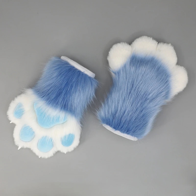 Five Fingers Gloves Wolf Dog es Paw Claw Costume Cosplays Animal Furry Plush Full Finger Mittens Fursuit for Adults Drop 231114