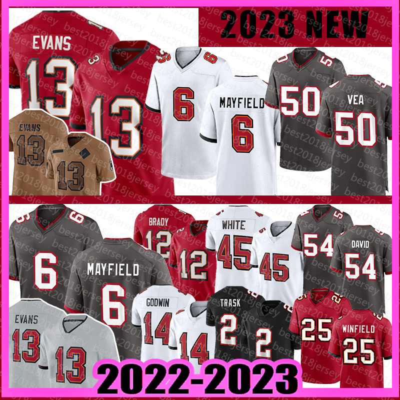 Tom Brady Football Jersey Tampas Bayes Mike Evans Buccaneeres Baker Mayfield Vita Vea Devin White Lavonte David Chris Godwin Kyle Trask Antoine Winfield Jr. A01