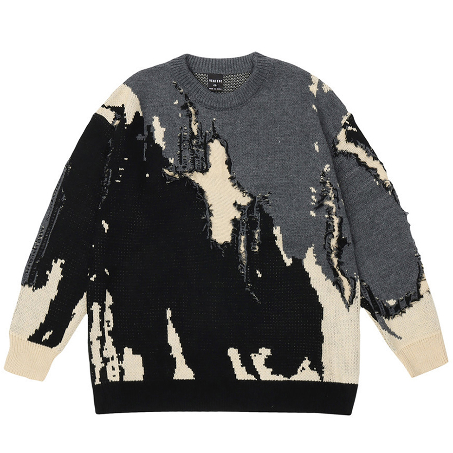 Knitted Sweaters Men Oversized Streetwear Sweaters Fall Winter Hip Hop Pullovers Tops