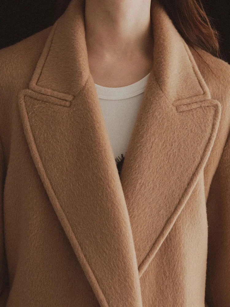 Women's Wool Blends Elegant Long High Quality Wool Coat Women Korean Fashion Solid Winter Jacket 231114